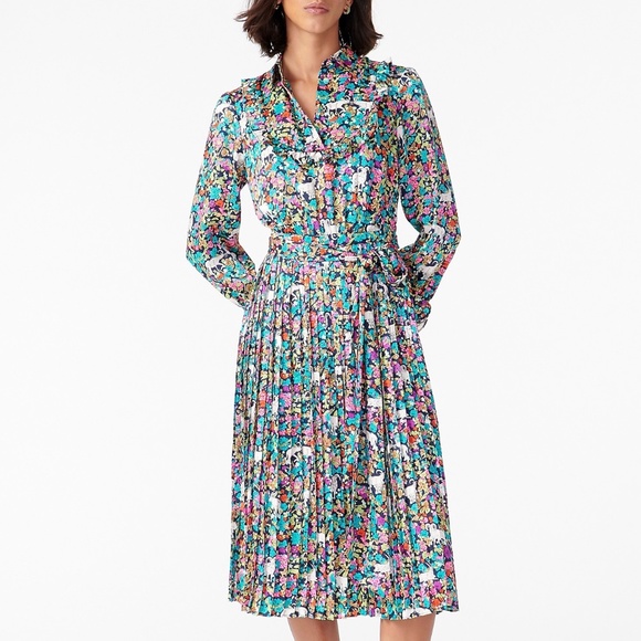 J.Crew Pleated midi dress in Grazing Goats print - Picture 2 of 6